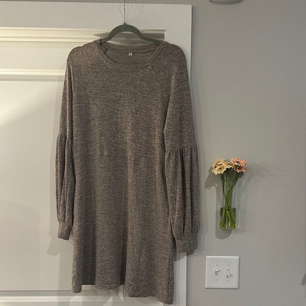 Brown/Gray Sweater Dress with pockets, M